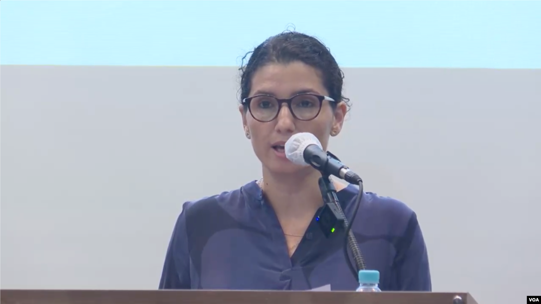 서울 유엔인권사무소의 엘리노어 페르난데즈 인권관이 16일 서울에서 열린 보고서 발간 행사에서 발언하고 있다.