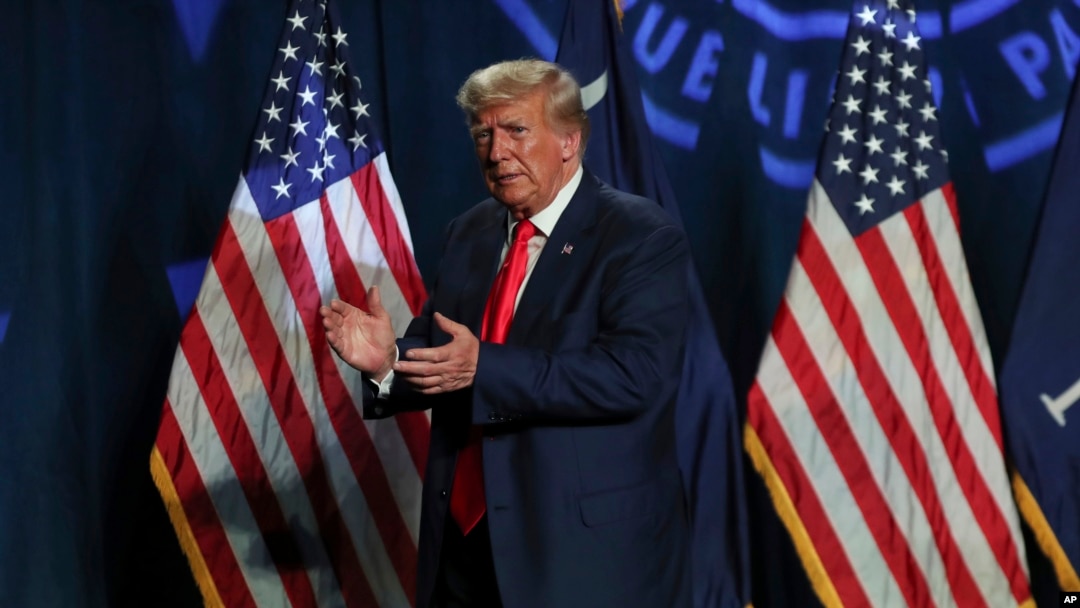 Former President Donald Trump leaves after speaking during the 56th annual Silver Elephant Gala in Columbia, S.C., Aug. 5, 2023.