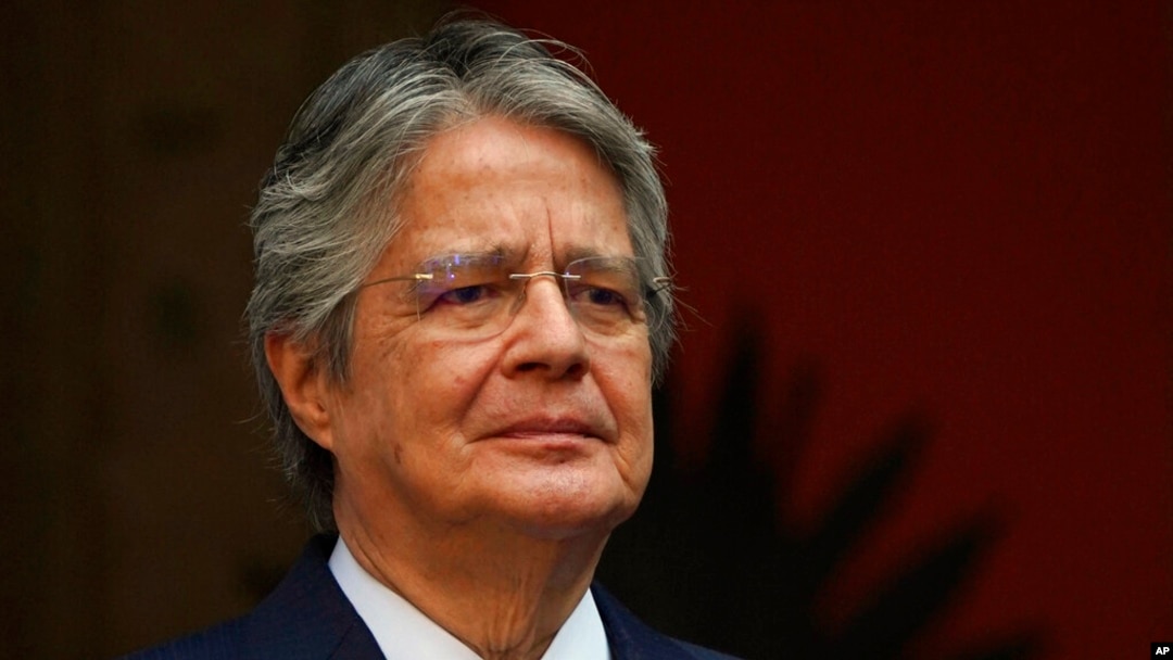 FILE - Ecuador's President Guillermo Lasso attends his welcoming ceremony at the National Palace in Mexico City, Nov. 24, 2022. 