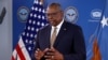 FILE - U.S. Defense Secretary Lloyd Austin speaks at a news conference at the Pentagon near Washington, March 15, 2023. The Defense Department on July 5, 2023, released results of its 45-day review of the leak of classified documents earlier this year. 