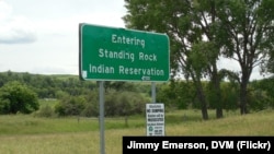 Standing Rock Nation welcome sign in Cannonball, North Dakota.