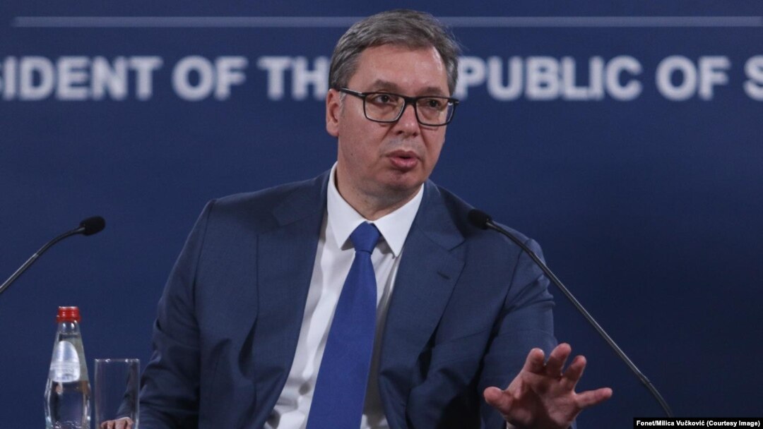Predsednik Srbije Aleksandar Vučić tokom konferencije za medije (Foto: Fonet/Milica Vučković)