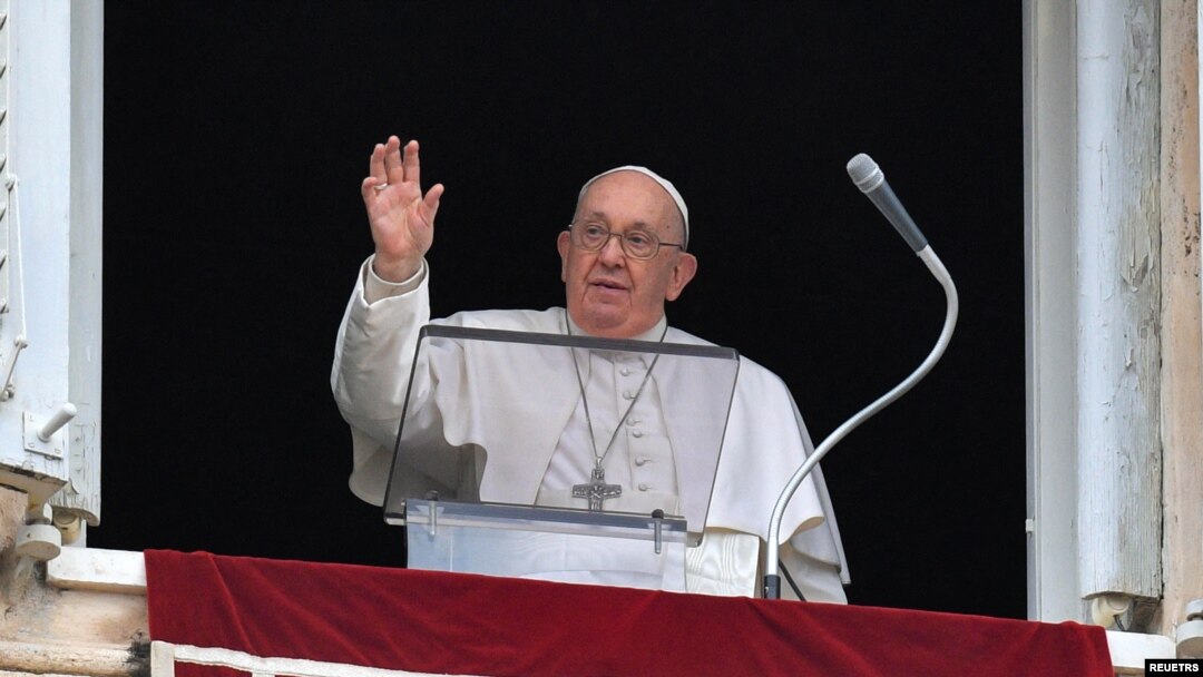 Pope Francis leads the Angelus prayer at the Vatican, January 7, 2024. (Vatican Media/­Handout via REUTERS)