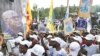 Supporters wait for the arrival of Democratic Republic of the Congo President Felix Tshisekedi at a rally in Goma, Eastern Congo, Dec. 10, 2023.