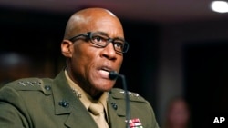 FILE - Lt. Gen. Michael Langley speaks during a Senate Armed Services hearing on Capitol Hill, July 21, 2022.