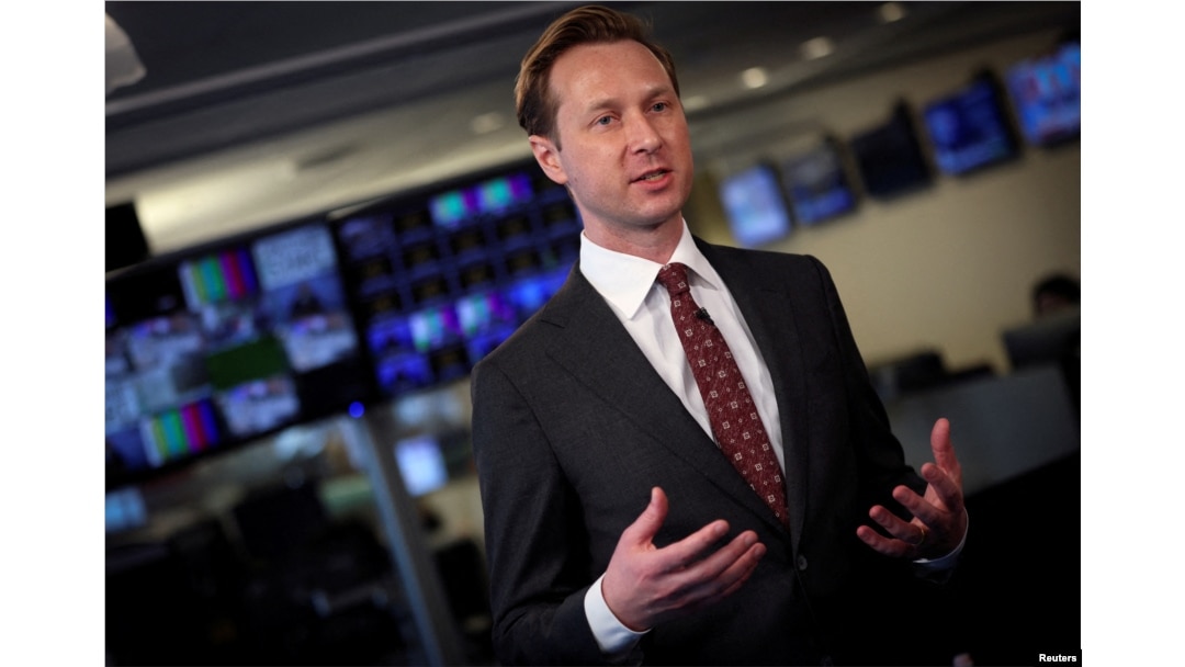 FILE - Andrew Adams, of the U.S. Department of Justice's KleptoCapture task force, speaks in New York City, April 1, 2022.