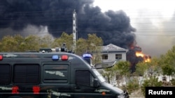 江蘇省鹽城市響水縣天嘉宜化工廠2019年3月21日發生大爆炸武警到場維穩（路透社）