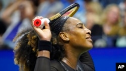 Serena Williams reacts during a match against Ajla Tomljanovic, of Australia, during the third round of the US Open tennis championships, Sept. 2, 2022, in New York. 