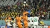 Senegal's Edouard Mendy in action with the Netherlands' Nathan Ake during the Senegal v Netherlands World Cup match at Al Thumama Stadium, Doha, Qatar, Nov. 21, 2022