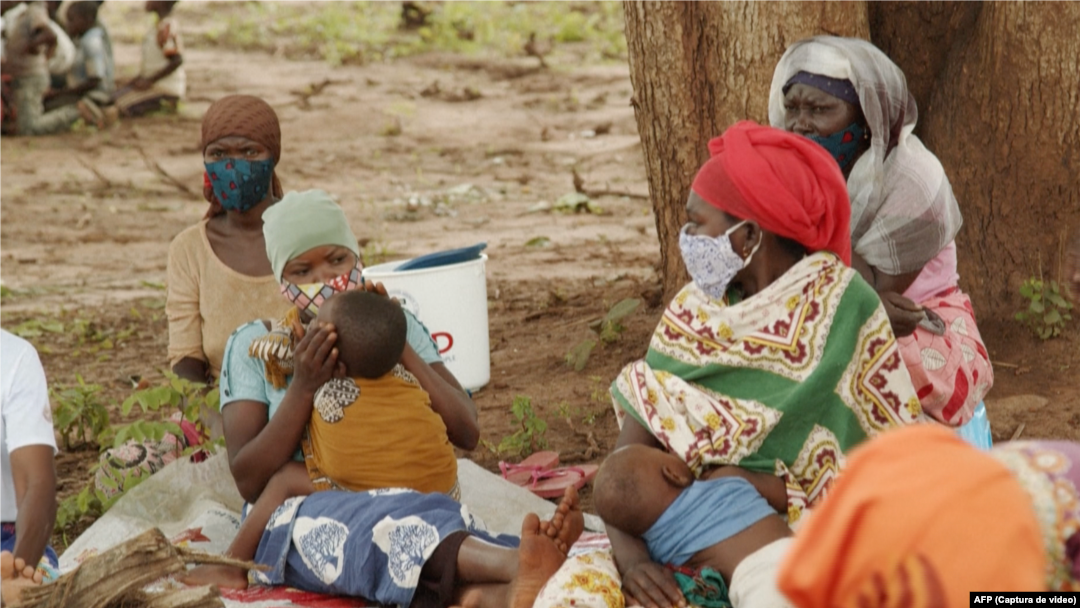 Deslocados devido à insurgência em Ancuabe, Cabo Delgado, Moçambique