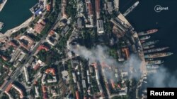 Спутниковый снимок, сделанный после ракетного удара ВСУ по зданию штаба Черноморского флота в Севастополе (архивное фото)