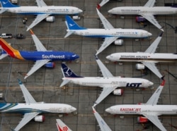 Grounded Boeing 737 MAX aircraft are seen parked at Boeing facilities at Moses Lake