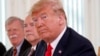 U.S. President Donald Trump attends a working breakfast with Finnish President Sauli Niinisto in Helsinki, Finland, Monday, July 16, 2018 prior to his meeting with Russian President Vladimir Putin in the Finnish capital.