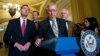 Senate Majority Leader Mitch McConnell of Ky., center, accompanied by, from left, Sen. John Barrasso, R-Wyo., Sen. John Thune, R-S.D., and Senate Majority Whip John Cornyn of Texas, pauses during a news conference on Capitol Hill, April 5, 2016. 