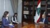 Jakada Dorothy Shea a lokacin wata tattaunawa da shugaban kasar Lebanon 2022