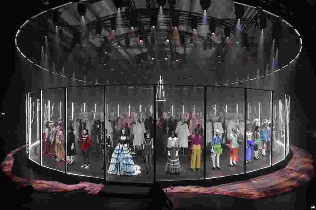 Models wear creations as part of Gucci's Fall/Winter 2020/2021 collection in Milan, Italy.