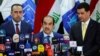 Riyadh al-Badran, the head of Iraq's Independent High Electoral Commission, speaks during a news conference on the results of the election in Baghdad, May 19, 2018.