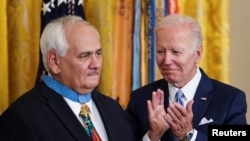 U.S. President Biden awards Medals of Honor to Vietnam War veterans during White House ceremony in Washington