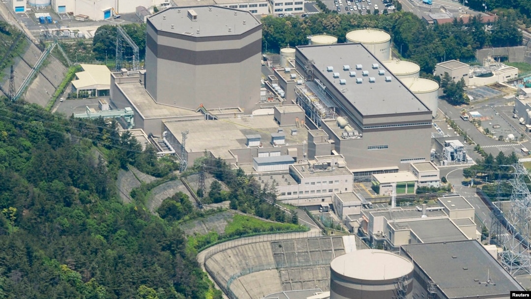 FILE - An aerial view shows Japan Atomic Power Co.'s Tsuruga nuclear power plant in Tsuruga, Fukui prefecture, in this photo taken by Kyodo.