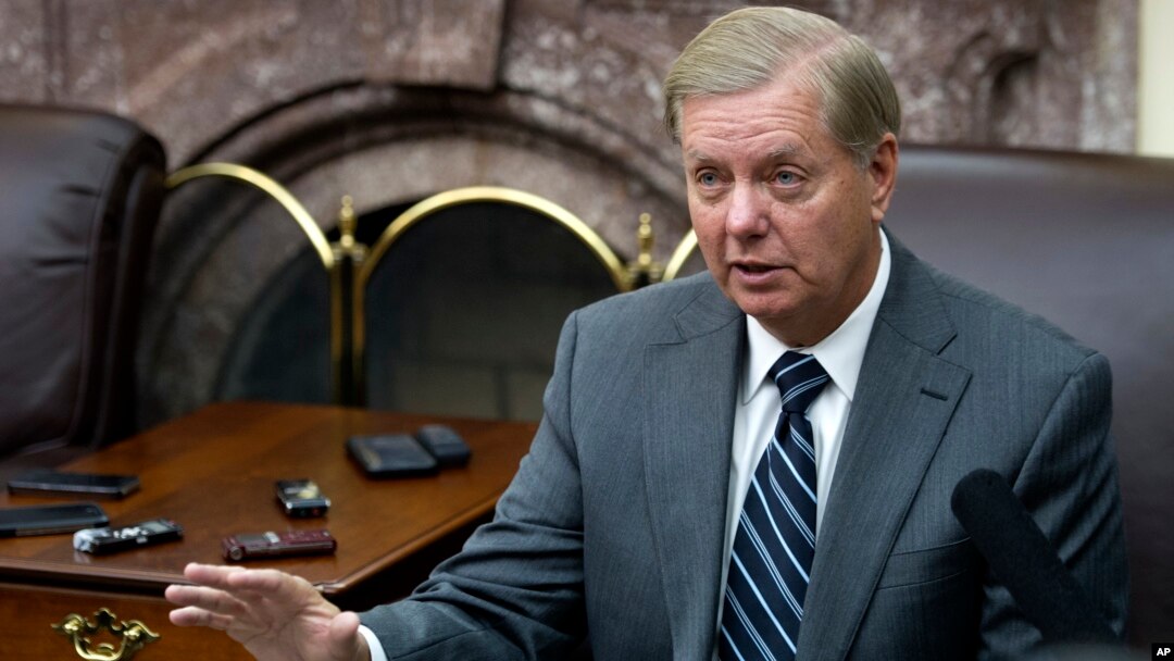 FILE - Sen. Lindsey Graham, R-S.C., speaks with reporters in the Senate Press Gallery on Capitol Hill, in Washington, Nov. 15, 2016.