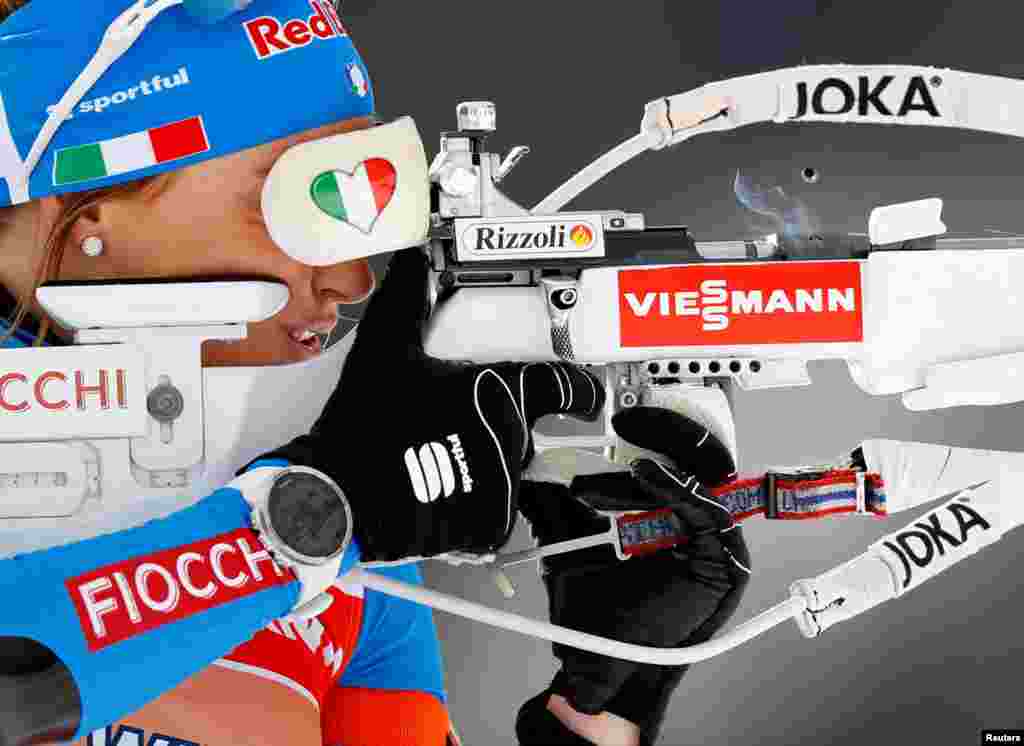 Italy's Dorothea Wierer is seen during training in Antholz-Anterselva, Italy, for 2020 Biathlon World Championships.