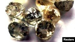 FILE - Rough diamonds are displayed at the Botswana Diamond Valuing Company in Gaborone, Botswana. REUTERS/Juda Ngwenya/File Photo
