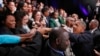U.S. President Barack Obama greets participants at town hall-style meeting with young African leaders, University of Johannesburg, Soweto, June 29, 2013.