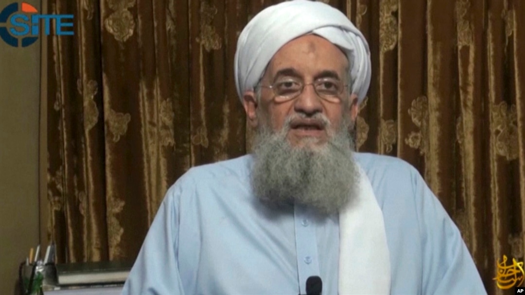 In this image taken from video, Ayman al-Zawahri, head of al-Qaida, delivers a statement in a video which was seen online by the SITE monitoring group, released Sept. 4, 2014. 