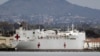 停靠在加州聖迭戈海軍基地的美國海軍仁慈號醫院船.(2020年3月18日)