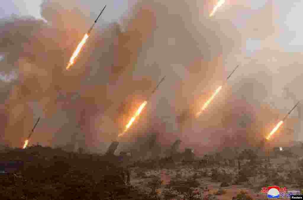 Missiles are seen in this undated picture released by North Korea's Korean Central News Agency (KCNA), March 9, 2020.