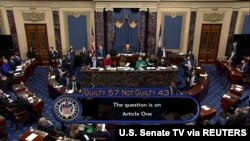 Resultado del juicio político al expresidente Donald Trump en el Senado de EE.UU, el 13 de febrero de 2021.