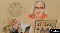 Desenho de Alex Saab na audiência virtual do dia 18 de Outubro em Miami