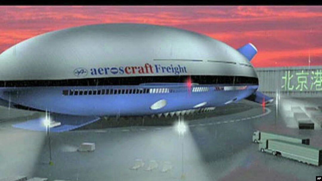 An artist's version of the new flying ship, Aeroscraft, from California company Aeros Corporation that is being built outside of Los Angeles with funding from the US Defense Department
