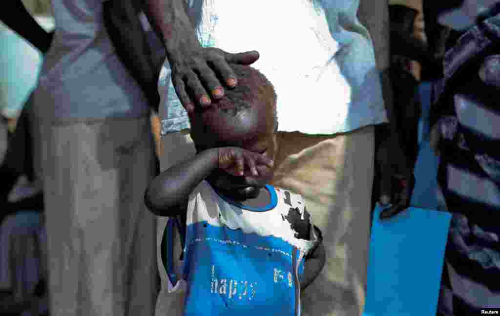 Why are Arabs still attacking the civilian population in Northern Bahr el Ghazal state when there is supposed to be peace between South Sudan and Sudan? - James Ruei Majok in Hai Soura, Juba March 9, 2012: A boy who fled a war across the border in Sudan's Blue Nile state waits outside a clinic in Doro refugee camp.