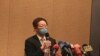 台積電董事長劉德音在6月9日股東常會後接受媒體提問。 （美國之音李玟儀拍攝）