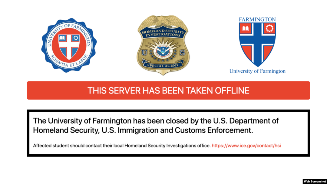 FILE - This screenshot from the University of Farmington shows that the website has been closed down.