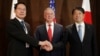 Japan's Defense Minister Itsunori Onodera, U.S. Secretary of Defense Jim Mattis and South Korea's Defense Minister Song Young-moo attend a trilateral meeting on the sidelines of the IISS Shangri-la Dialogue in Singapore June 3, 2018. 