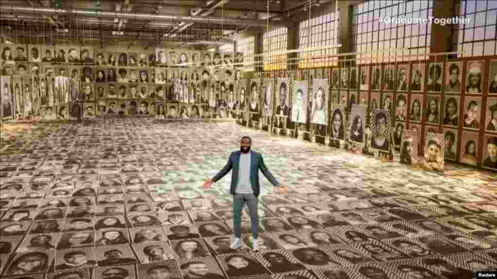 Los Angeles Lakers forward LeBron James speaks during the "Graduate Together: America Honors the High School Class of 2020" program, in this screengrab obtained, May 16, 2020.