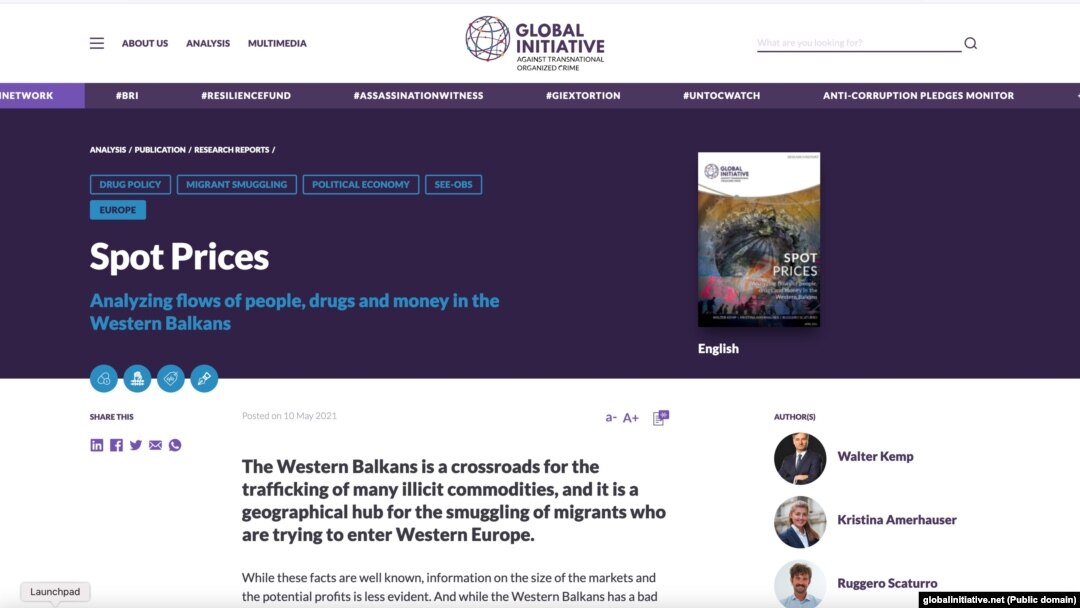 Naslovnica izveštaja Globalne inicijative protiv transnacionalnog organizovanog kriminala (Foto: globalinitiative.net)