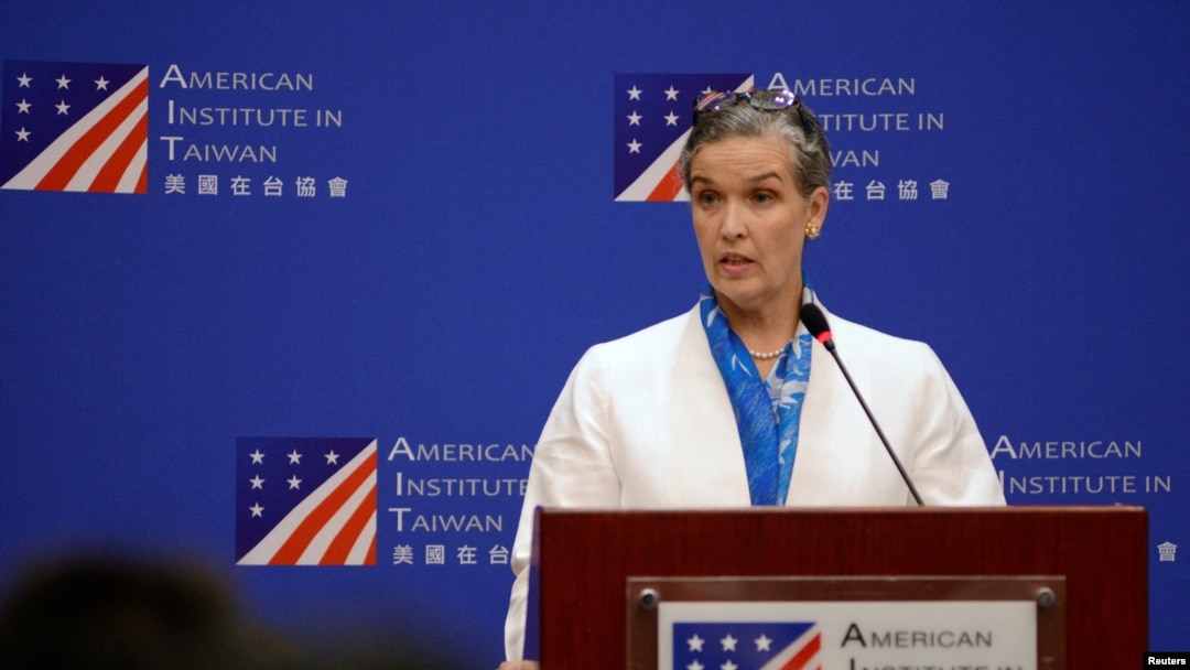FILE PHOTO: FILE PHOTO: AIT Director Sandra Oudkirk speaks in Taipei