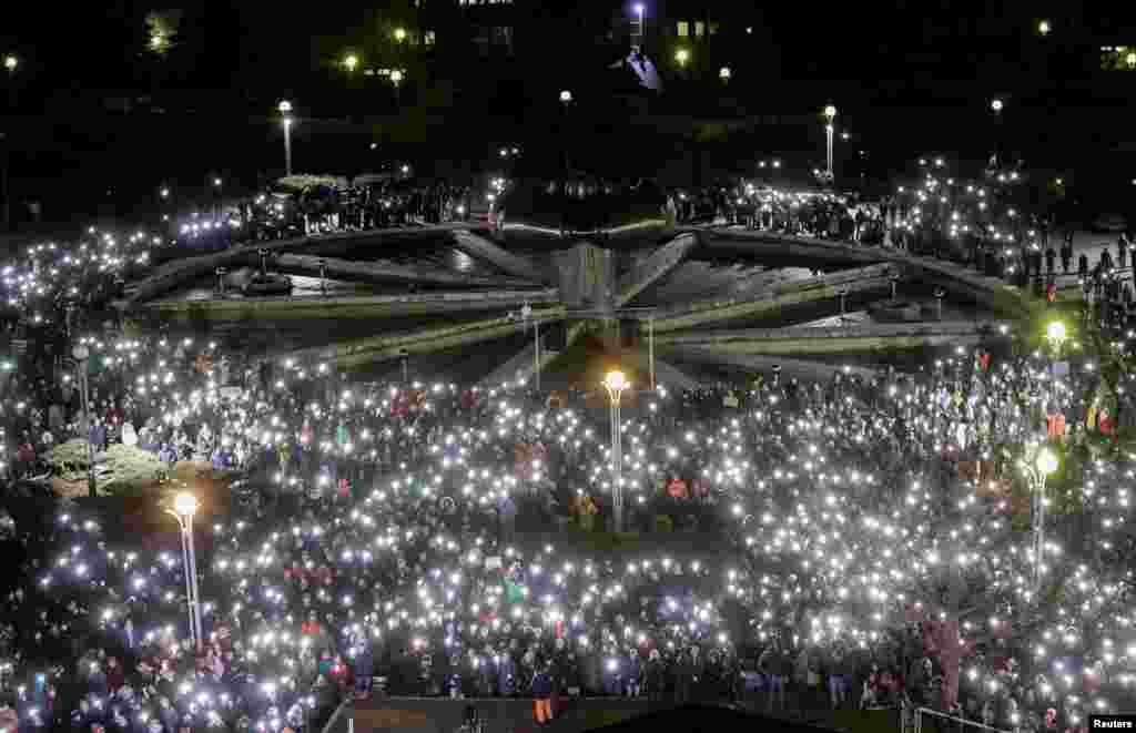 A protest rally marks the second anniversary of the murder of the investigative reporter Jan Kuciak and his fiancee Martina Kusnirova, one week ahead of country's parliamentary election in Bratislava, Slovakia.