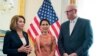 Myanmar leader Aung San Suu Kyi, center, meets House Minority Leader Nancy Pelosi of Calif.. and Rep. Joseph Crowley, D-N.Y., on Capitol Hill in Washington, Sept. 15, 2016.