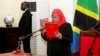 Tanzania's new President Samia Suluhu Hassan takes oath of office March 19, 2021, following the death of her predecessor John Pombe Magufuli, at State House in Dar es Salaam.