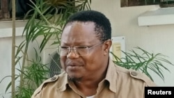 FILE - Tanzania's main opposition presidential candidate Tundu Lissu speaks during a Reuters interview in Dar es Salaam, Tanzania, Oct. 7, 2020. 