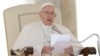 Pope Francis delivers his message during his weekly general audience in St. Peter's Square at the Vatican, Sept. 26, 2018. 