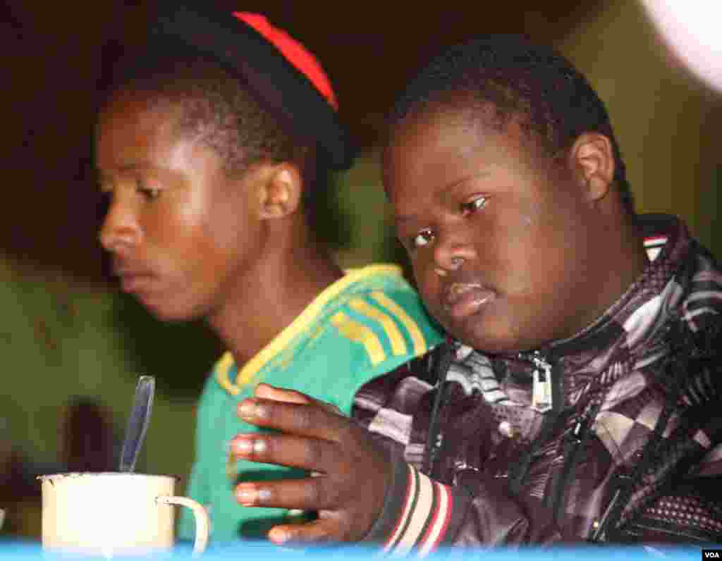 For the first time in his life, Sihle feels he has “real friends” at the home (VOA/ D. Taylor)