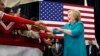 Democratic presidential candidate Hillary Clinton arrives at a rally at Hueneme High School, June 4, 2016, in Oxnard, California. Clinton is expected to clinch the Democratic presidential nomination Tuesday.