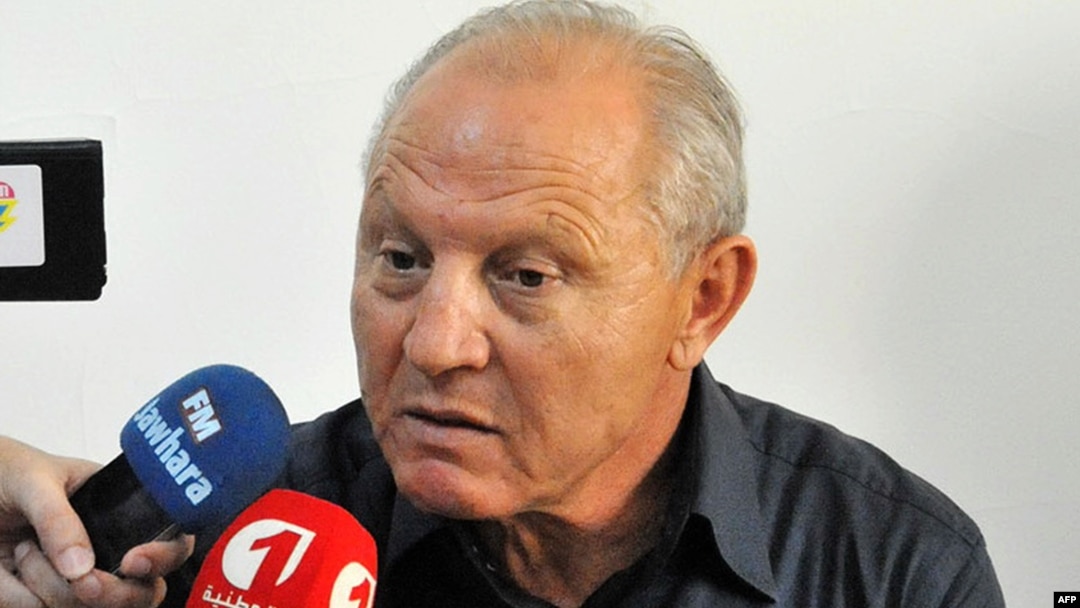 Nida Tunis political party's Ridha Charfeddine answers journalists' questions in the Tunisian coastal city of Sousse, south of Tunis, Oct. 8, 2015.