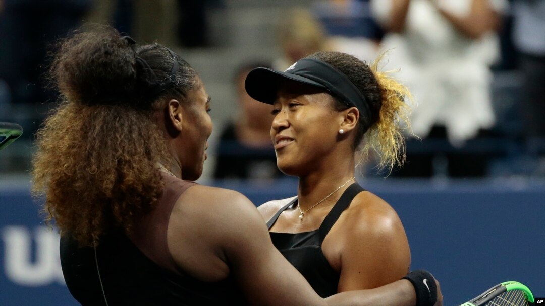Serena Williams hugs Naomi Osaka, of Japan, after Osaka defeated Williams in the women's final of the U.S. Open tennis tournament, Saturday, Sept. 8, 2018, in New York.