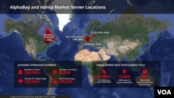 “阿爾法灣”(AlphaBay)與“漢薩市場”(Hansa Market)的用戶人數 (資料圖片)